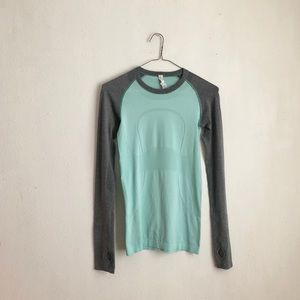 lululemon athletica Tops - lululemon blouse swiftly tech long blue & gray lululemon athletica Tops - lululemon blouse swiftly tech long blue & gray